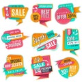 Sale banners set. Promotional discoun signs, advertising offer banner. Origami promotion sales vector tags