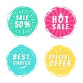 Sale 50 Best Choice Special Offer Promo Stickers Royalty Free Stock Photo