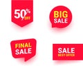 Sale, Best offer label set. Sale Discount Banner. Offer price tag collection. Red message bubble. Vector Illustration Royalty Free Stock Photo