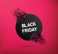 Sale on black friday with explosive background. Banner for offer on red background. Blast of poster for special sale. Flyer and Royalty Free Stock Photo