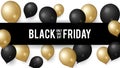 Sale black friday. Shopping discount banner template. Trade special prices, promotional ads poster design with realistic Royalty Free Stock Photo