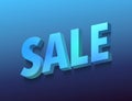 sale, blue 3d letters on dark blue background, 3d rendering Royalty Free Stock Photo