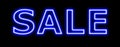 Sale blue sign neon on black