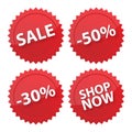 Sale bright red sticker set, vector illustration Royalty Free Stock Photo