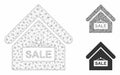 Sale Building Vector Mesh Wire Frame Model and Triangle Mosaic Icon