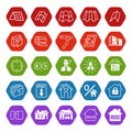 Sale buildings materials (roof, facade) site icons set