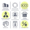 Sale buildings materials site icons