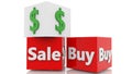 Sale and buy concept on cubes Royalty Free Stock Photo