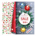Holiday Christmas Sale discount gift coupon special offer gifts card sign banner poster, template 2023 Royalty Free Stock Photo