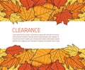 Sale and Clearance Concept Banner. Leaf Fall Background. Autumn Symbol, Icon and Badge for Web. Cartoon Vector illustration Royalty Free Stock Photo