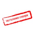 Sale clearance storewide red rubber stamp.