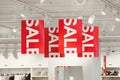 Sale signs in a clothing store Royalty Free Stock Photo