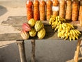 Sale of cocoa beans by the roadside, Madagascar Royalty Free Stock Photo