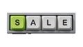 sale.Computer keyboard keys spelling.Flat lay view from above on computer keyboard keys buttons Royalty Free Stock Photo