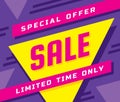 Sale concept banner vector illustration. Special offer abstract geometric layout. Limited time only. Buy now. graphic design Royalty Free Stock Photo