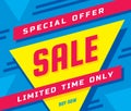 Sale concept banner vector illustration. Special offer abstract geometric layout. Limited time only. Buy now.