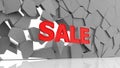 Sale concept on broken wall Royalty Free Stock Photo
