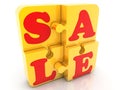 SALE concept on gold puzzle pieces Royalty Free Stock Photo