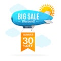 Sale Concept Labels with Airship. Vector