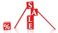 Sale concept on red cubes on white Royalty Free Stock Photo