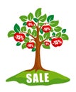 Sale concept: tree with discounts