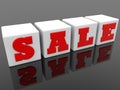 Sale concept on white toy cubes on black Royalty Free Stock Photo