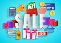 Sale concept with word, paper cut design vector illustration Royalty Free Stock Photo