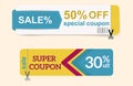 Sale coupon card percent discount symbol vector illustration. Royalty Free Stock Photo