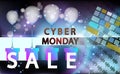 Sale cyber monday event, technology banner. Vector art for your sale promotion. Keyboard for enter in a e-marketing. Press keyboar Royalty Free Stock Photo