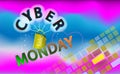 Sale cyber monday event, technology pink banner. Vector art for your sale promotion. Keyboard for enter in a e-marketing. Press ke Royalty Free Stock Photo
