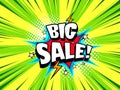 Comic style sale discount banner poster, retailer offer vector background