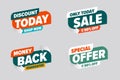 Sale discount banner with special offer money back guarantee