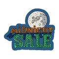 Sale and discount card, banner, flier. Midnight sale title.