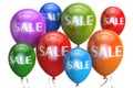 Sale and discount concept with colored balloons. 3D rendering Royalty Free Stock Photo
