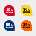 Sale discount icons. Special offer price signs. 10, 20, 30 and 50 percent off reduction symbols Royalty Free Stock Photo