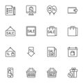 Sale and discount line icons set Royalty Free Stock Photo