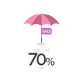Sale Discount 70% off Umbrella Vector Template Design Illustration Icon Royalty Free Stock Photo
