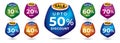 Sale discount special offer banner promotion percentage sticker label multi color