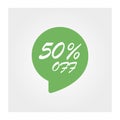 Sale and discount pointer or sticker set. 50 percent price off tag icon. Vector illustration Royalty Free Stock Photo