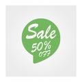 Sale and discount pointer or sticker set. 50 percent price off tag icon. Vector illustration Royalty Free Stock Photo