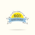 Sale discount promotion banner tag, vector icon flat color style illustration Royalty Free Stock Photo