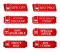 Sale discount specials banner price tags, store offer, hot icon for seasonal sales Royalty Free Stock Photo