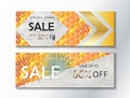 Sale banners gift card set  Rosh Hashanah Jewish New Year elements. Shana Tova! Honey and Apple Pomegranate Vector sign template Royalty Free Stock Photo