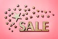 Sale discounts around the star and hearts Royalty Free Stock Photo