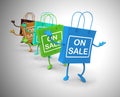 On sale discounts and deals showing reductions and reduced prices - 3d illustration