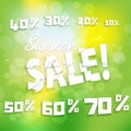 Sale.discounts and interest on a green background.vector background Royalty Free Stock Photo