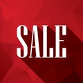 Sale discounts poster or flyer, white text on red