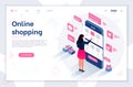 Sale. E-commerce buyer. Modern flat design isometric illustration of Online Shopping. E-commerce concept. Can be used for website Royalty Free Stock Photo