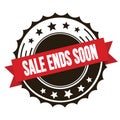 SALE ENDS SOON text on red brown ribbon stamp Royalty Free Stock Photo