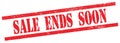 SALE  ENDS  SOON text on red grungy rectangle stamp Royalty Free Stock Photo